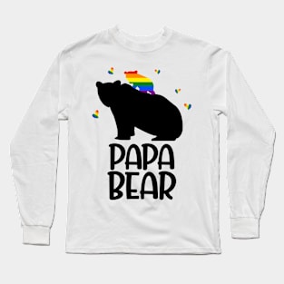 LGBT Dad Papa Bear Fathers Gift Rainbow Long Sleeve T-Shirt